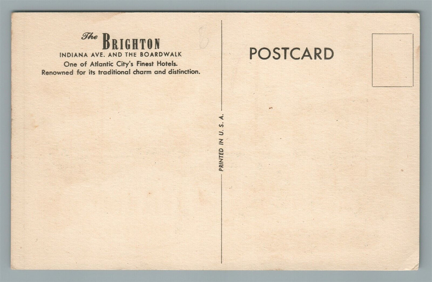 ATLANTIC CITY NJ THE BRIGHTON HOTEL VINTAGE POSTCARD
