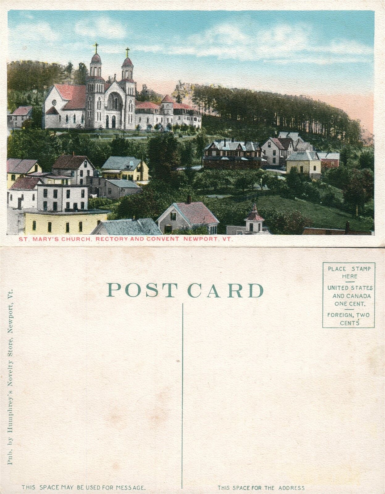 NEWPORT VT ST.MARY'S CHURCH ANTIQUE POSTCARD