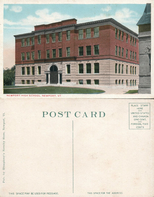 NEWPORT VT HIGH SCHOOL ANTIQUE POSTCARD