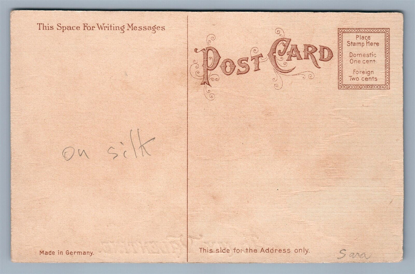 VALENTINE ANTIQUE EMBOSSED POSTCARD on SILK CUPIDS COUPLE