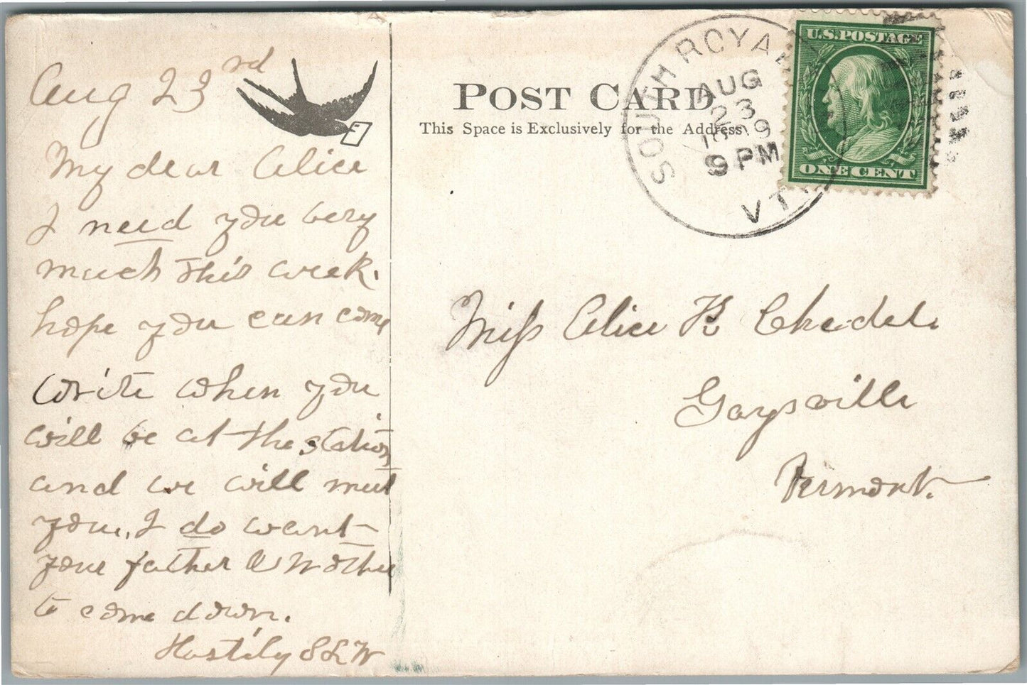 SOUTH ROYALTON VT IN THE FUTURE ANTIQUE POSTCARD