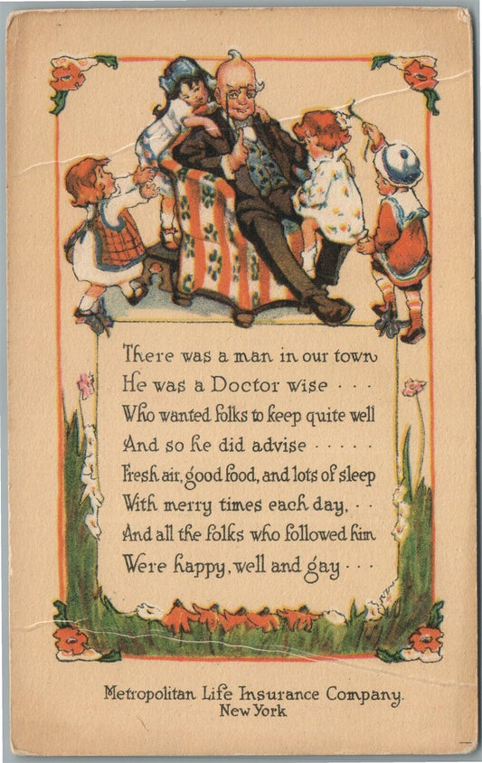 NEW YORK METROPOLITAN LIFE INSURANCE COMPANY ADVERTISING ANTIQUE POSTCARD