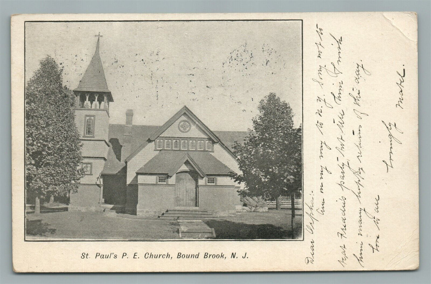 BOUND BROOK NJ ST. PAUL'S CHURCH ANTIQUE POSTCARD