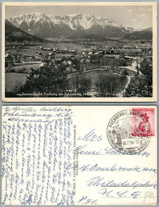 PUCHBERG AM SCHNEEBERG AUSTRIA VINTAGE REAL PHOTO POSTCARD RPPC w/ stamp