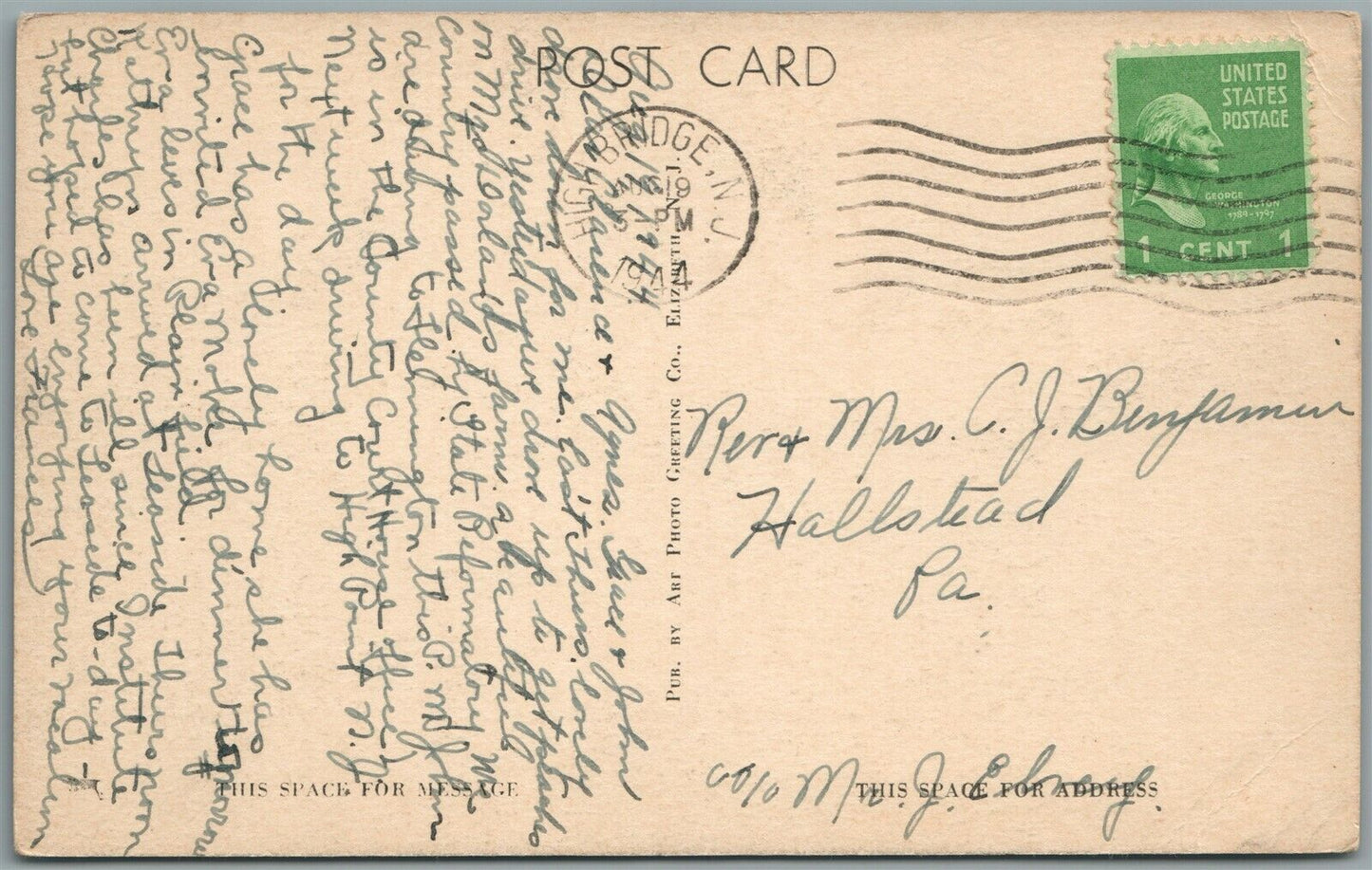 HIGH BRIDGE NJ METHODIST CHURCH VINTAGE POSTCARD