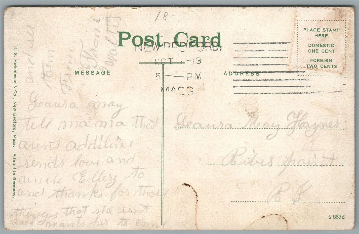 NEW BEDFORD MA FIRE DEPARTMENT CENTRAL STATION ANTIQUE POSTCARD