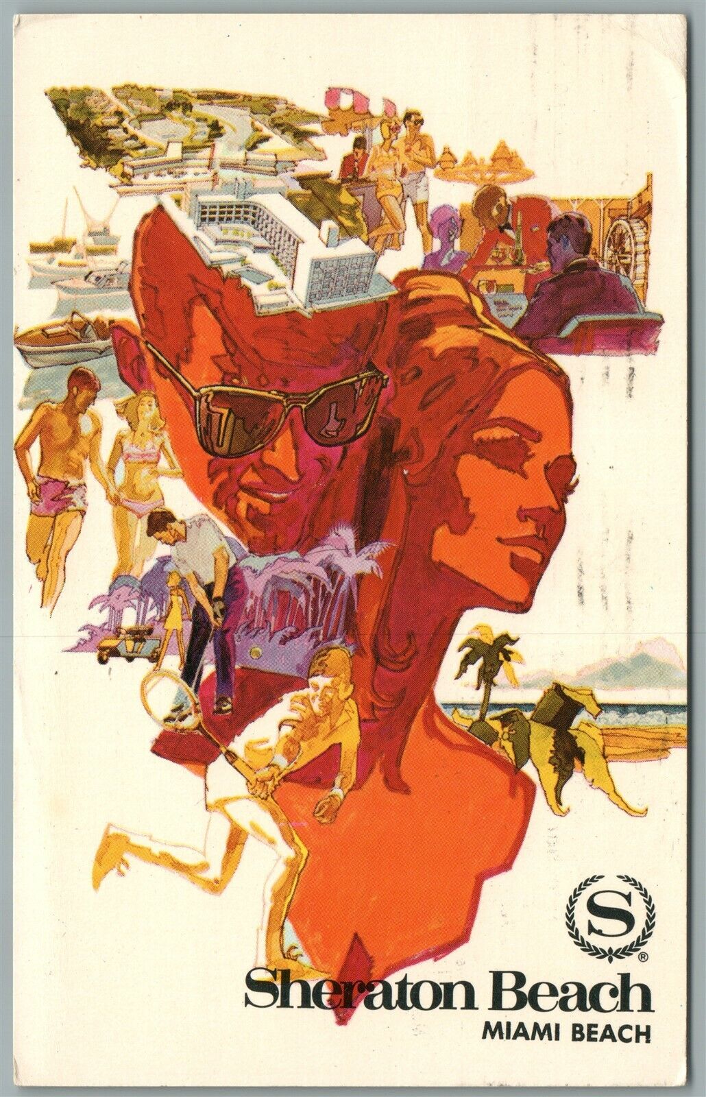 MIAMI BEACH FL SHERATON BEACH ADVERTISING VINTAGE POSTCARD