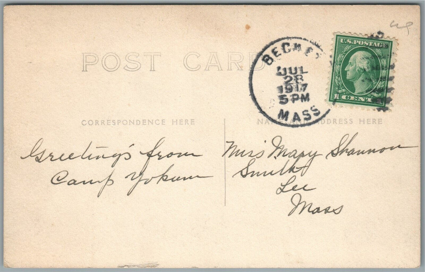 BECKET MA CAMP YOKUM ANTIQUE REAL PHOTO POSTCARD RPPC
