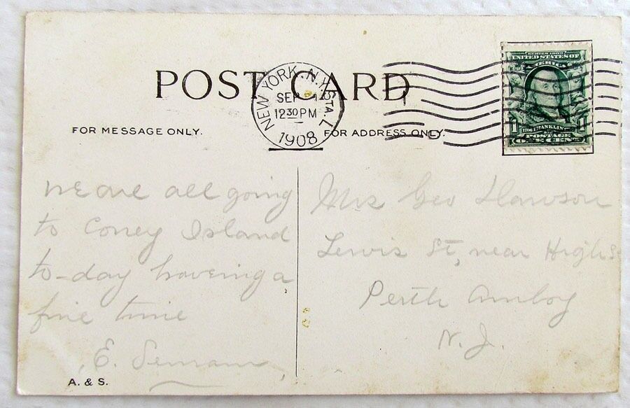 WATER SCENE IN BRONX PARK NEW YORK 1908 ANTIQUE POSTCARD