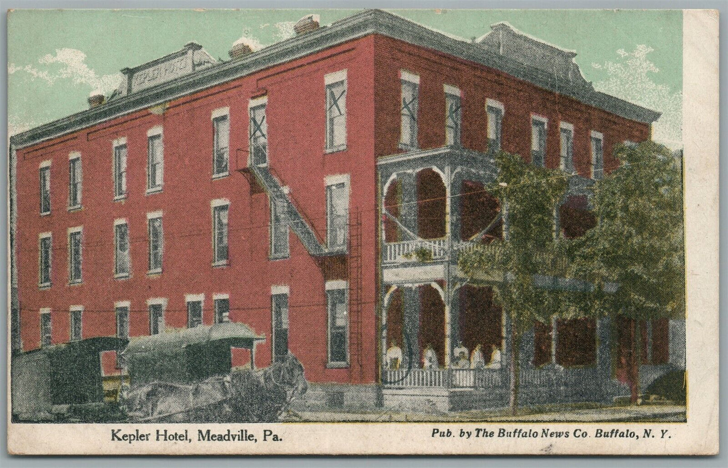 MEADVILLE PA KEPLER HOTEL ANTIQUE POSTCARD