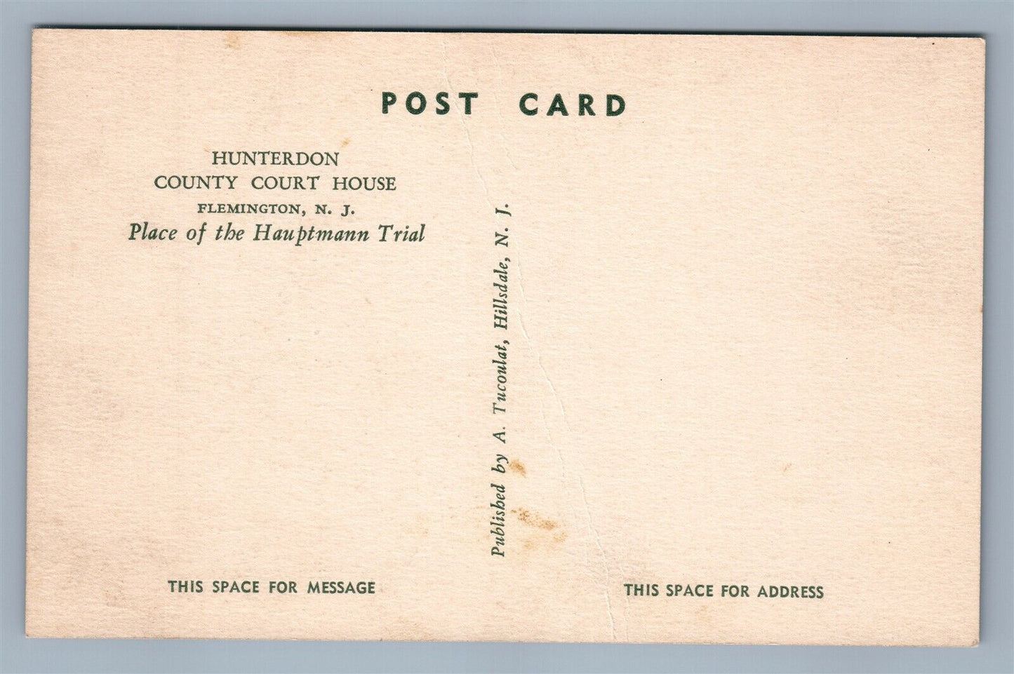 FLEMINGTON NJ HUNTERDON COUNTY COURT HOUSE VINTAGE POSTCARD