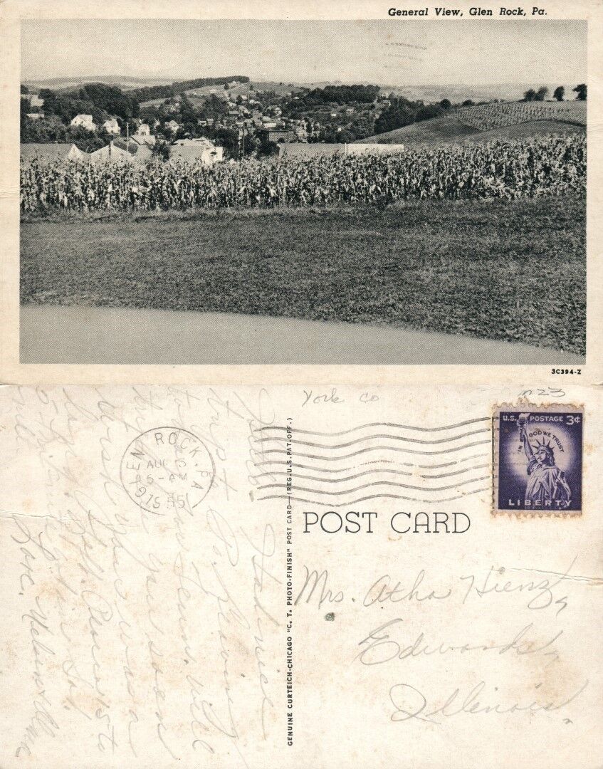 GLEN ROCK PA GENERAL VIEW ANTIQUE POSTCARD
