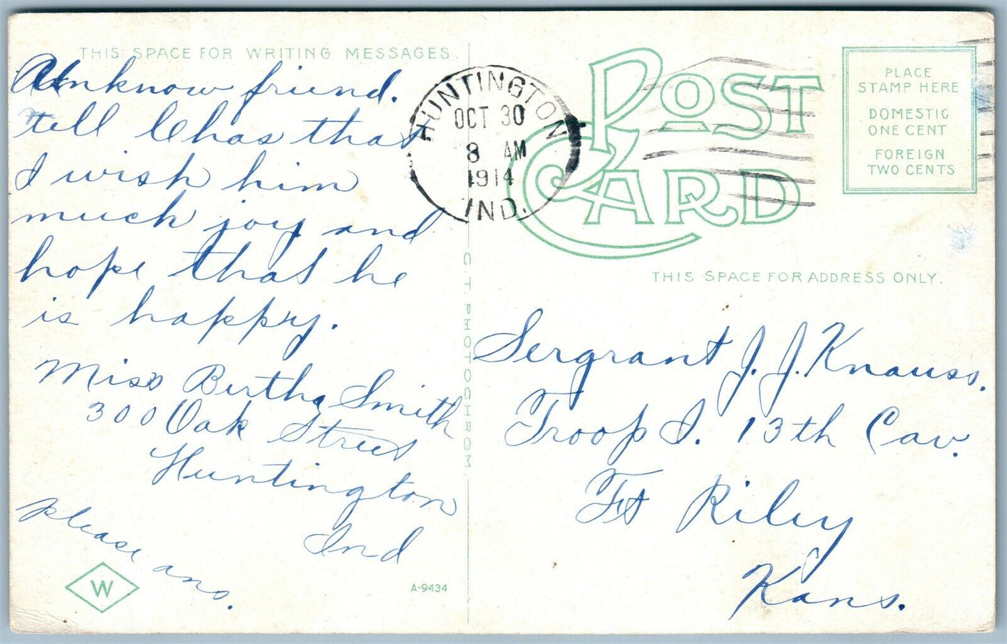 HUNTINGTON IN NORTH JEFFESRON STREET ANTIQUE POSTCARD