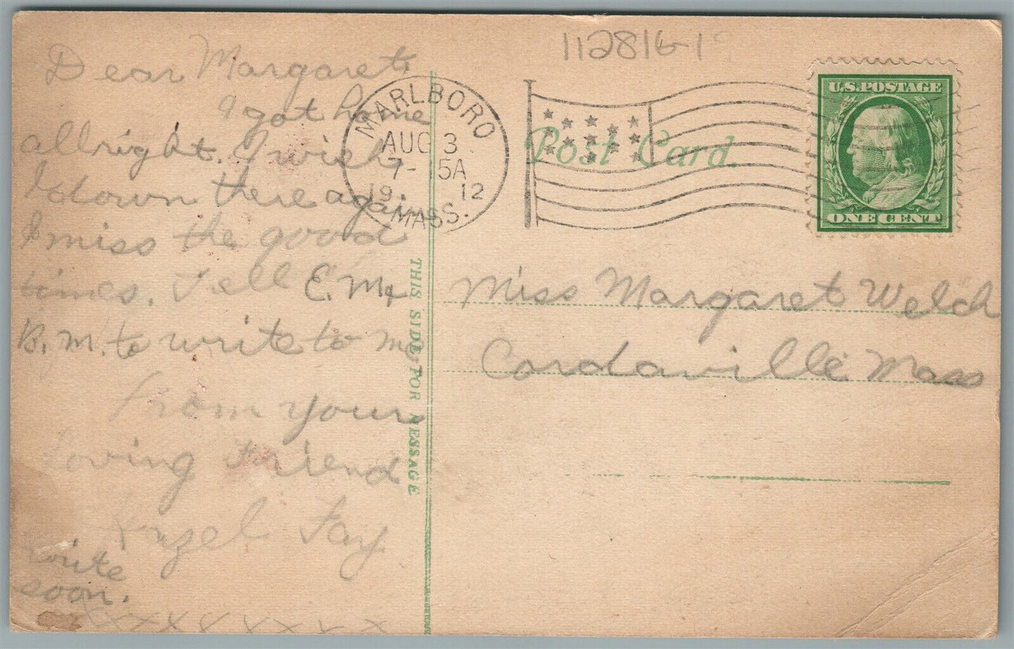 MARLBORO MA RAILROAD STATION RAILWAY TRAIN DEPOT ANTIQUE POSTCARD