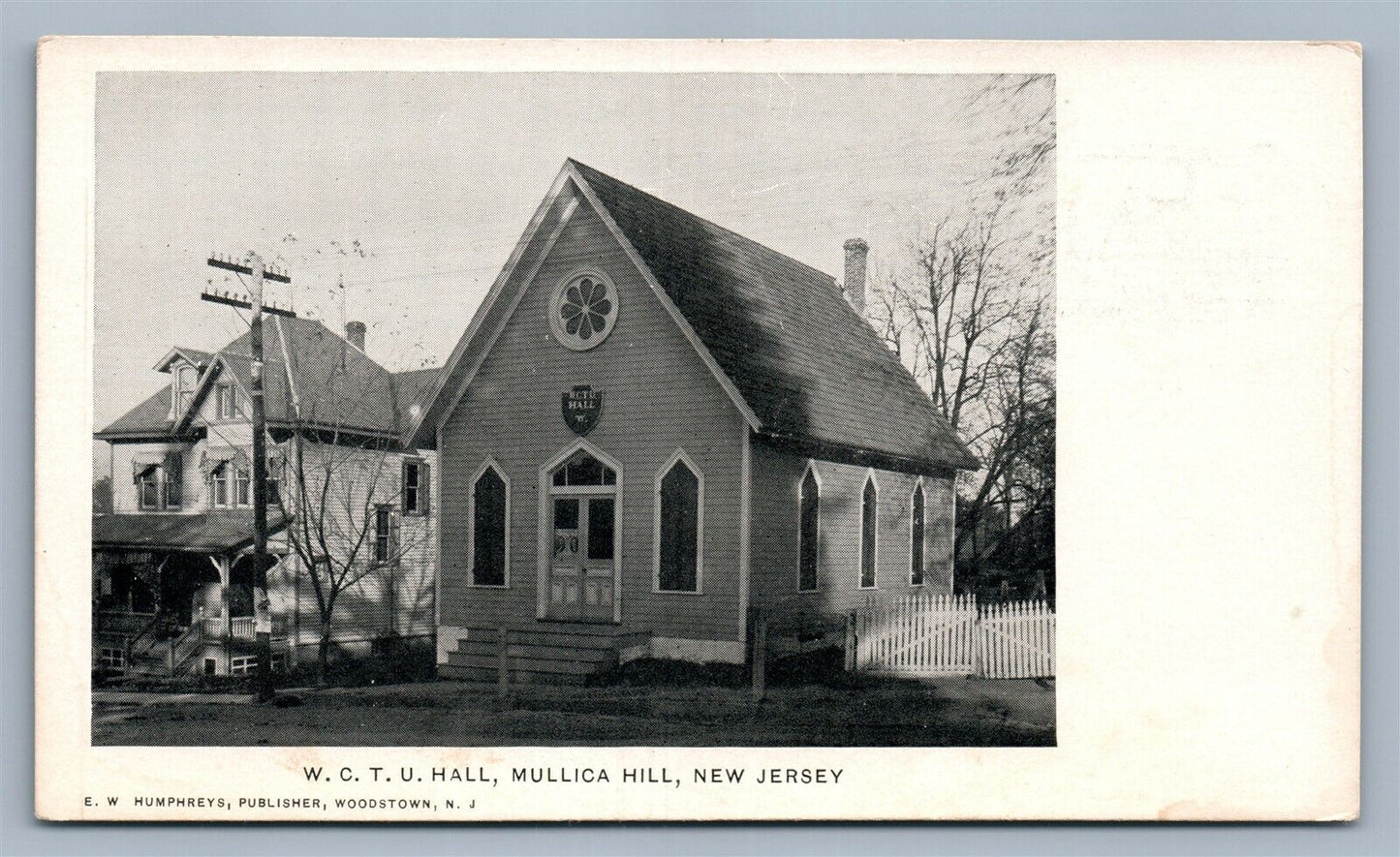 MULLICA HILL NJ W.C.T.U. HALL ANTIQUE POSTCARD