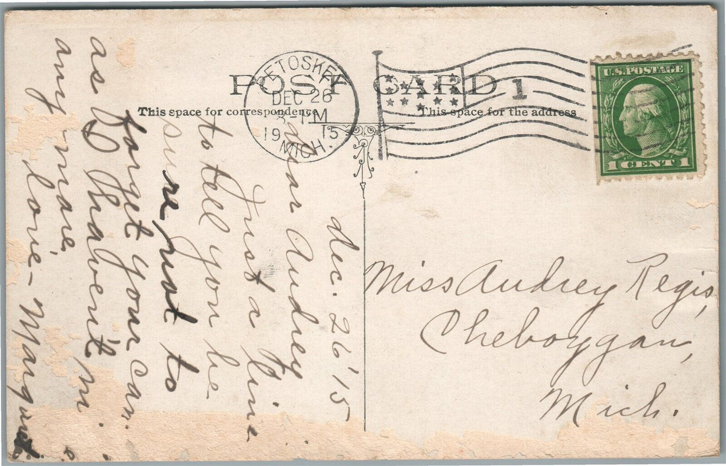 PETOSKEY MI RAILROAD RAILWAY DEPOT STATION ANTIQUE POSTCARD