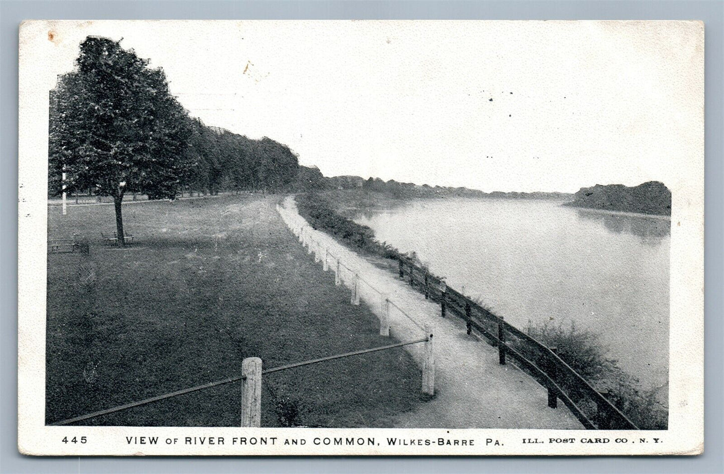 WILKES-BARRE PA RIVER FRONT & COMMON ANTIQUE POSTCARD