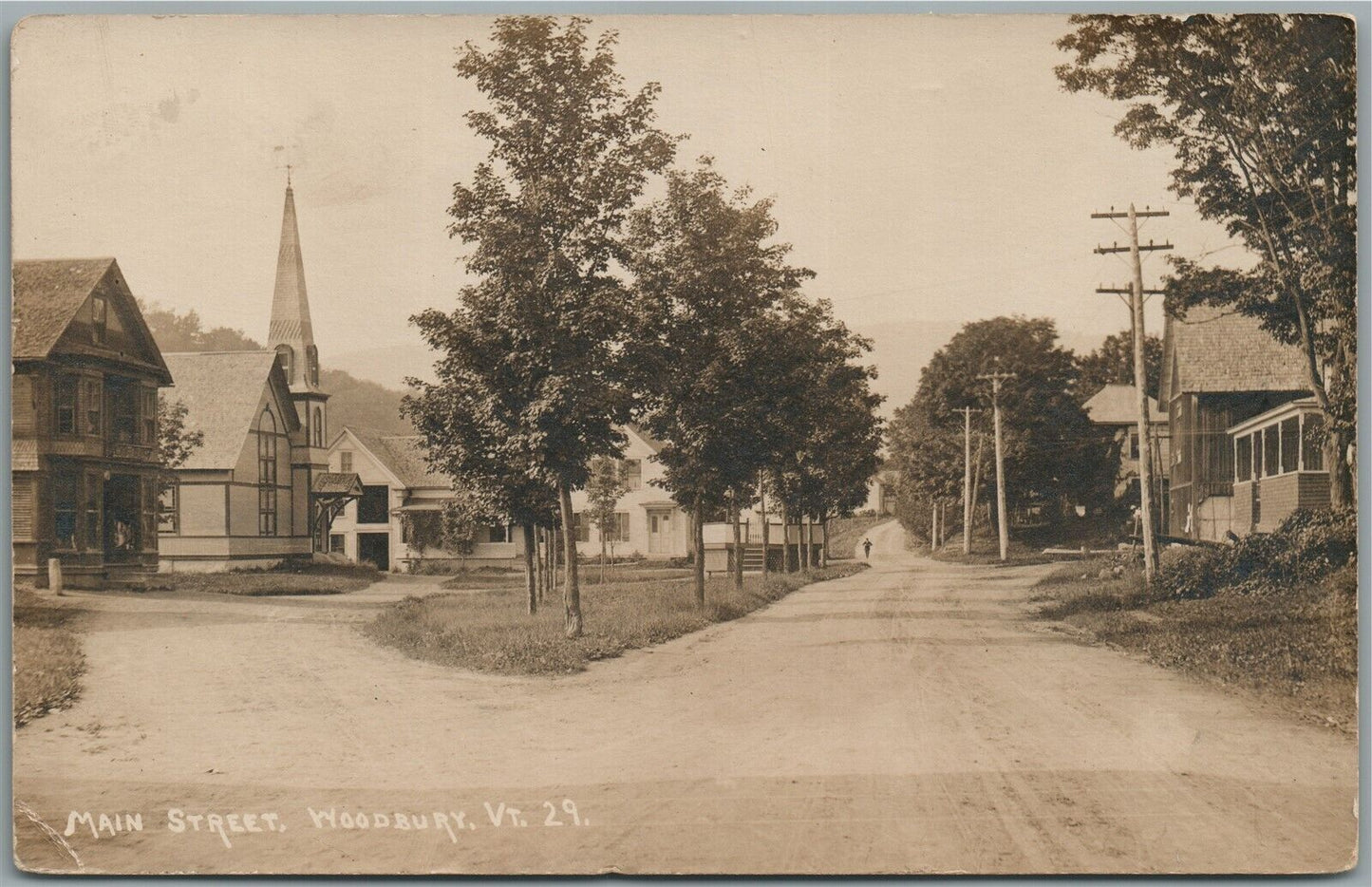 WOODBURY VT MAIN STREET ANTIQUE REAL PHOTO POSTCARD RPPC
