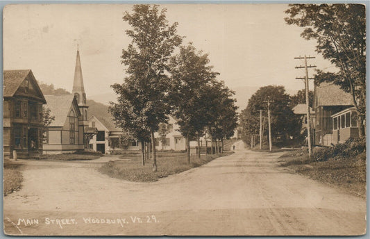 WOODBURY VT MAIN STREET ANTIQUE REAL PHOTO POSTCARD RPPC