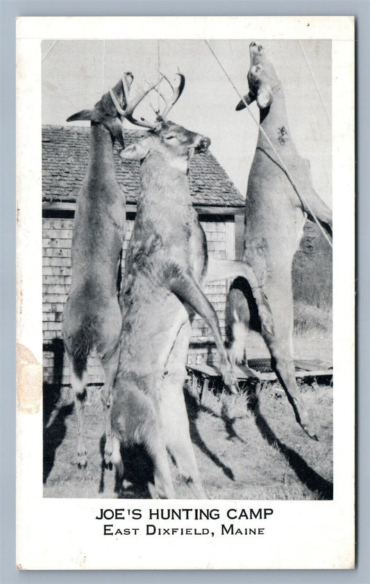 EAST DIXFIELD ME JOE'S HUNTING CAMP VINTAGE POSTCARD