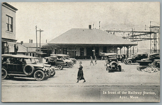 AYER MA RAILROAD DEPOT RAILWAY TRAIN STATION ANTIQUE POSTCARD
