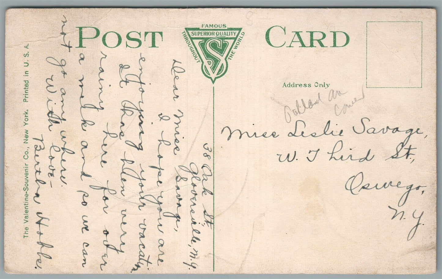 GLOVERSVILLE NY KINGSBORO AVENUE ANTIQUE POSTCARD