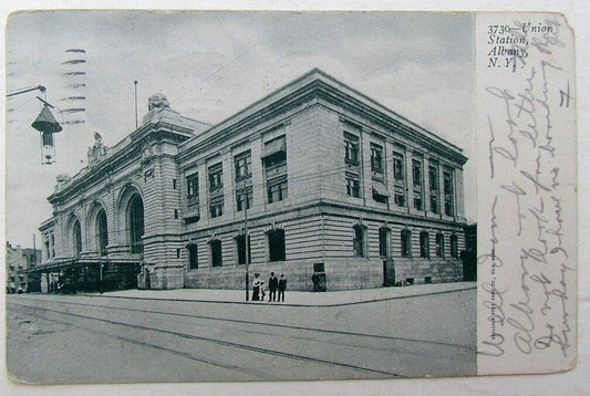 VINTAGE 1905 POSTCARD UNION STATION ALBANY NY railroad railway depot