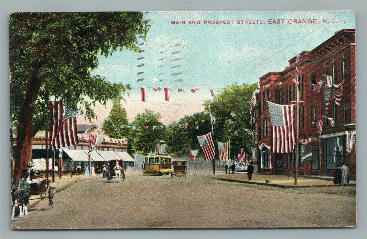 EAST ORANGE NJ MAIN & PROSPECT STREETS ANTIQUE POSTCARD