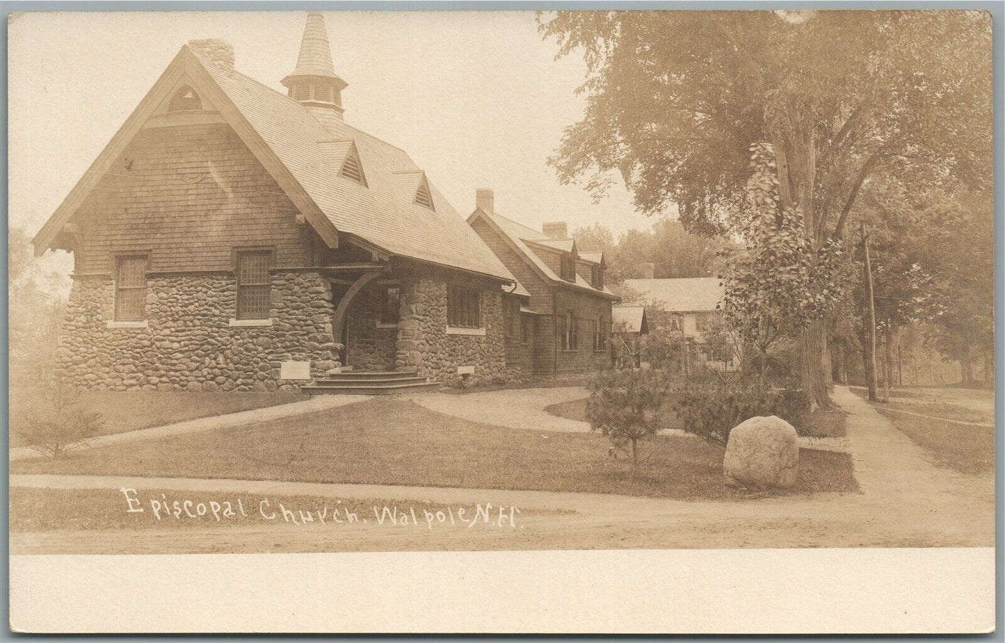WALPOLE NH EPISCOPAL CHURCH ANTIQUE REAL PHOTO POSTCARD RPPC