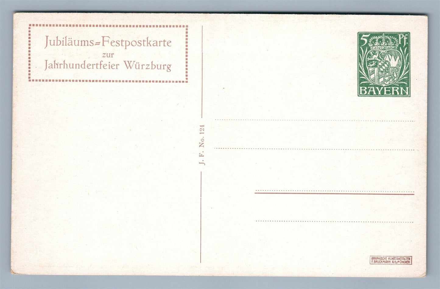 WURZBURG GERMANY 100th ANNIVERSARY ANTIQUE POSTCARD