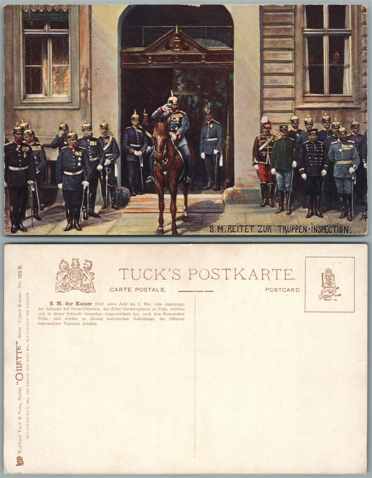GERMAN KAISER TROUPS INSPECTION ANTIQUE POSTCARD