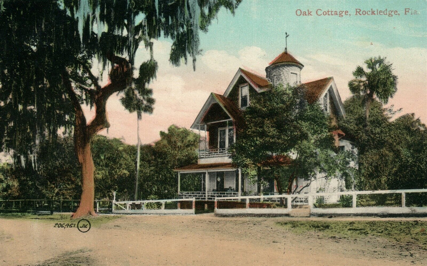 ROCKLEDGE FL OAK COTTAGE ANTIQUE POSTCARD
