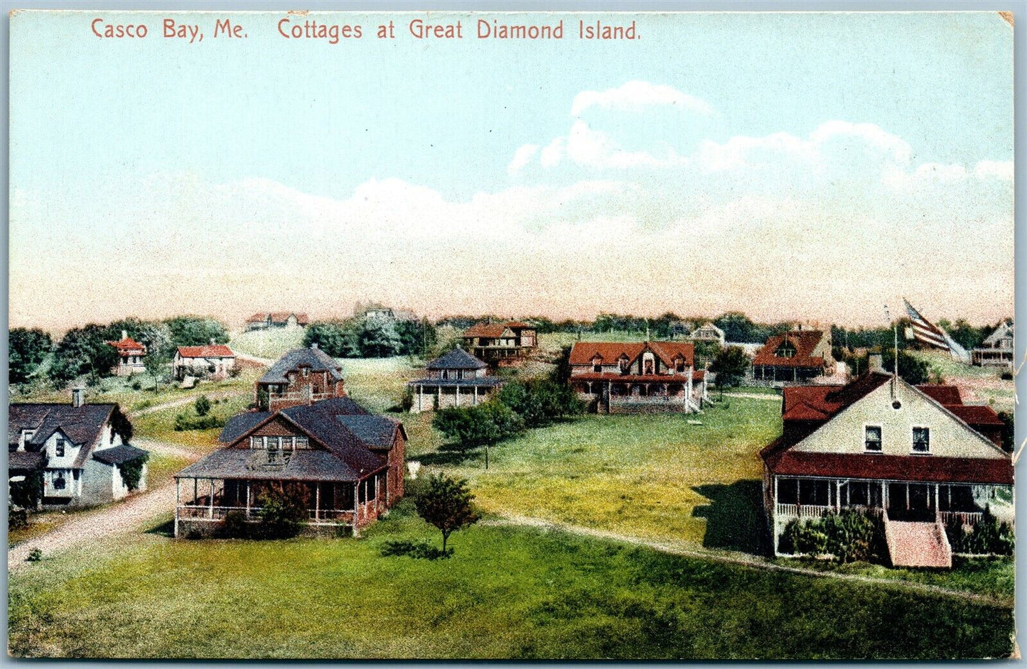 CASCO BAY ME COTTAGES AT GREAT DIAMOND ISLAND ANTIQUE POSTCARD