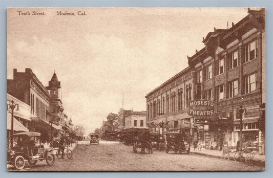 MODESTO CA TENTH STREET ANTIQUE POSTCARD
