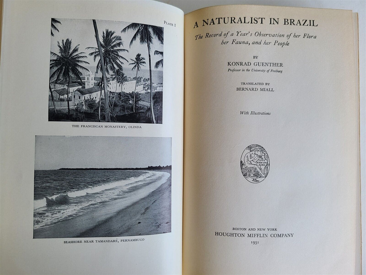1931 A NATURALIST in BRAZIL by KONRAD GUENTHER vintage ILLUSTRATED