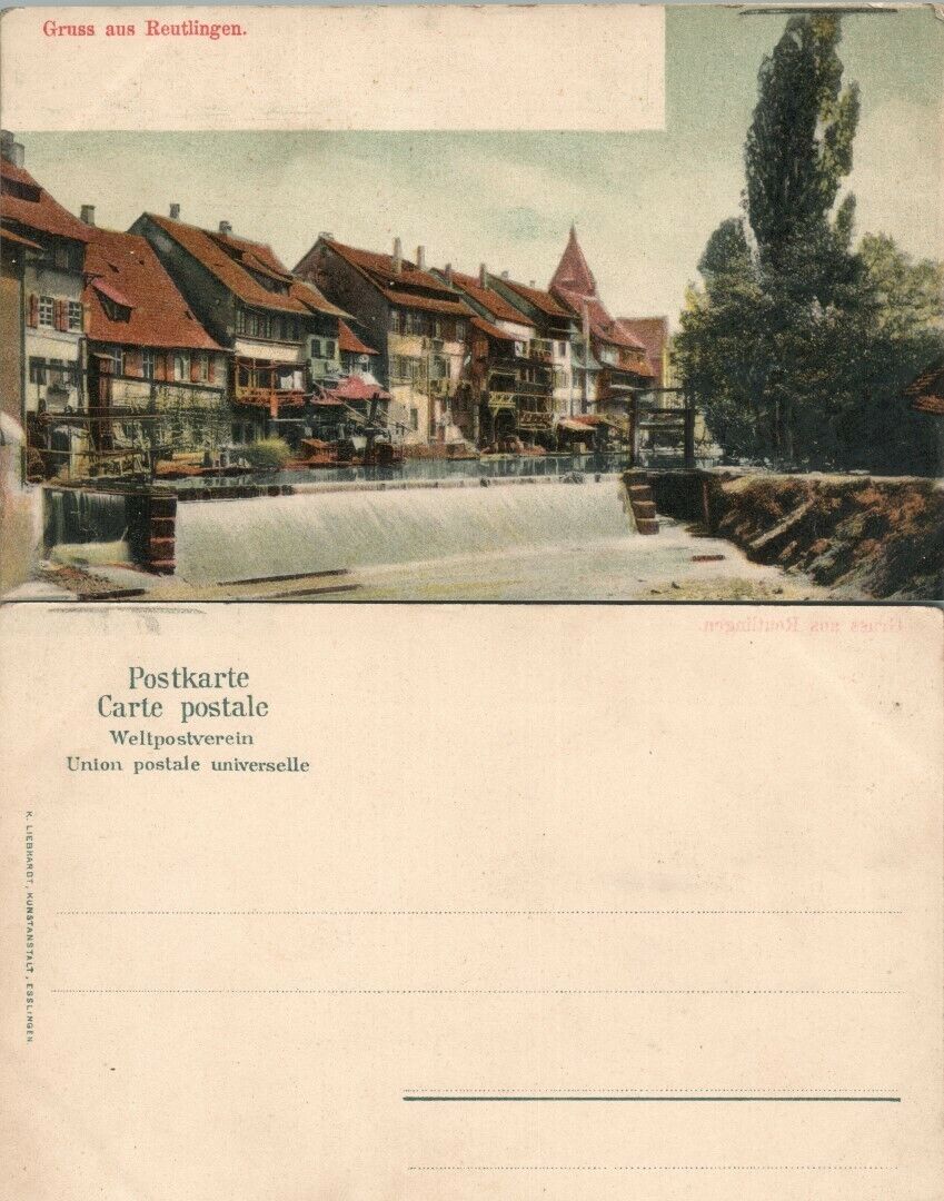 GRUSS AUS REUTLINGEN GERMANY ANTIQUE POSTCARD