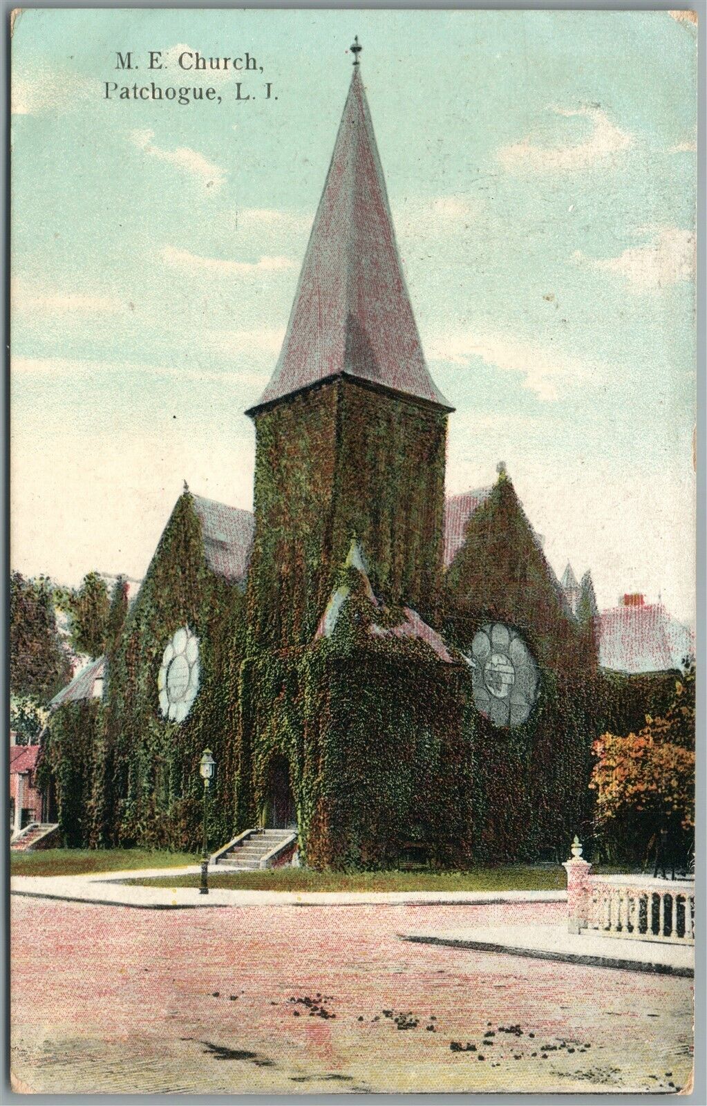 PATCHOGUE LONG ISLAND NY ME CHURCH ANTIQUE POSTCARD