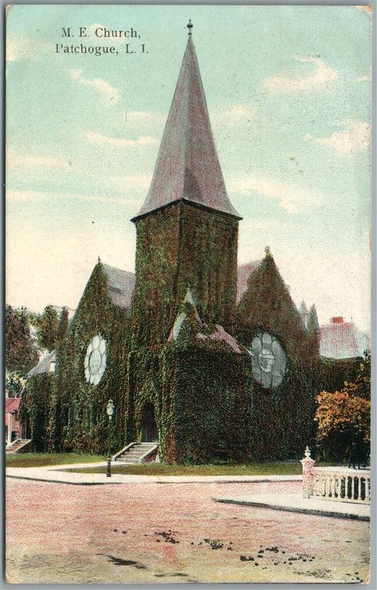 PATCHOGUE LONG ISLAND NY ME CHURCH ANTIQUE POSTCARD
