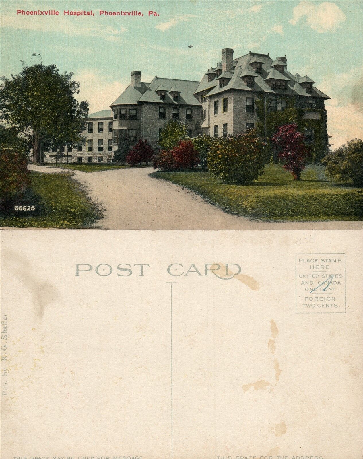 PHOENIXVILLE PA HOSPITAL ANTIQUE POSTCARD