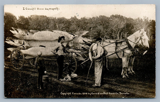 CANADA EXAGGERATED FISH ANTIQUE REAL PHOTO POSTCARD RPPC