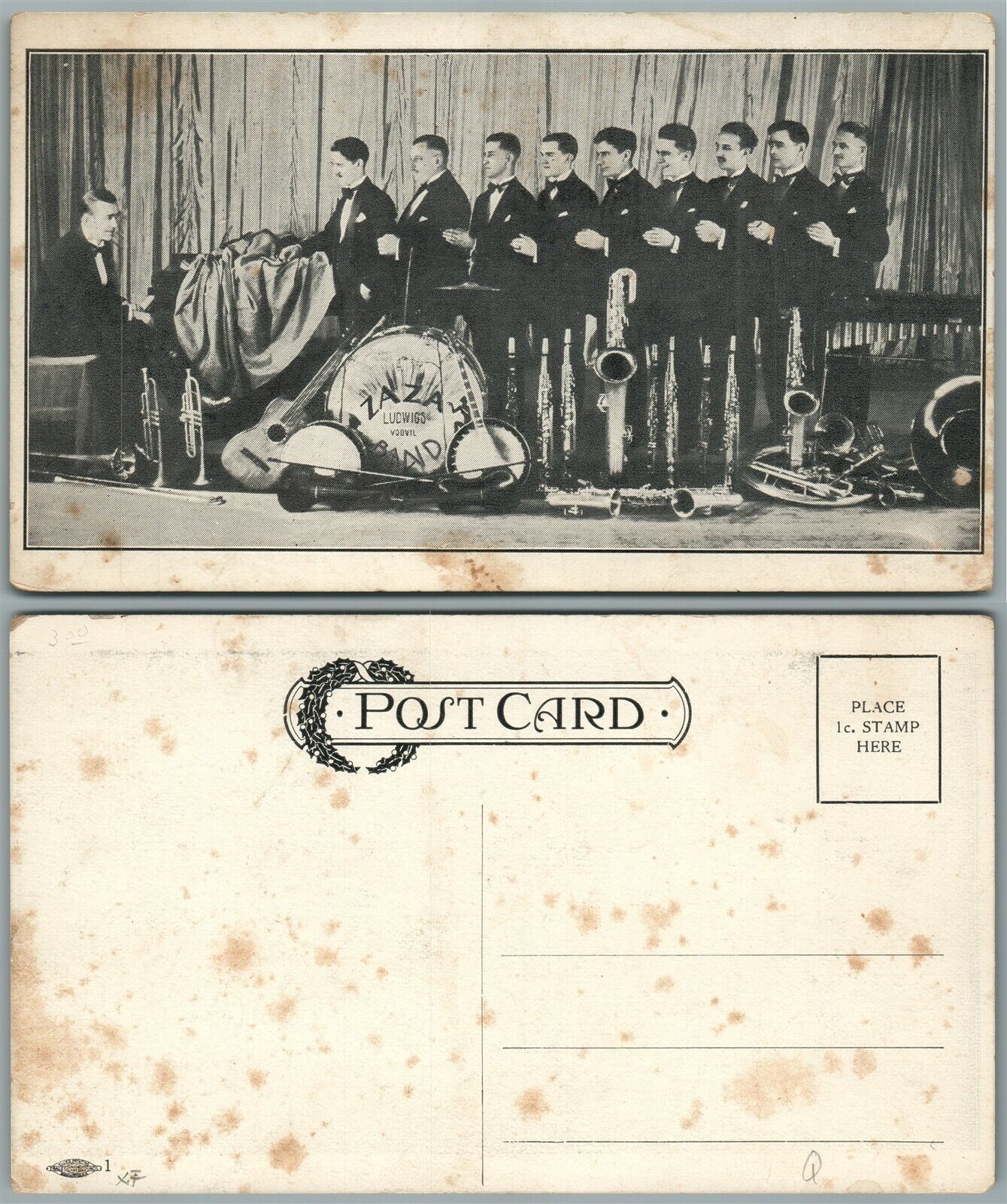 ZAZA LUDWIG 1920s BAND NEW ENGLAND ANTIQUE POSTCARD