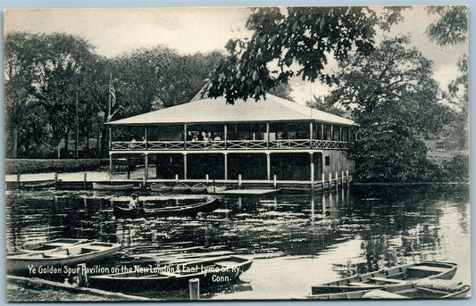 YE GOLDEN SPUR PAVILION NEW LONDON EAST LYME STREET RAILWAY CT ANTIQUE POSTCARD