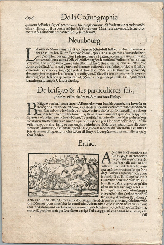 1575 LUXEMBOURG from BELLEFOREST EDITION of MUNSTER COSMOGRAPHY