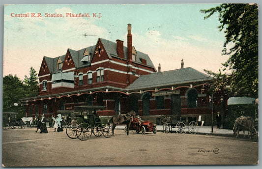 PLAINFIELD NJ RAILROAD RAILWAY STATION TRAIN DEPOT ANTIQUE POSTCARD