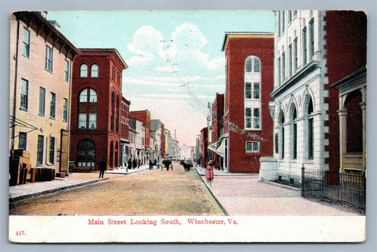 WINCHESTER VA MAIN STREET 1908 ANTIQUE POSTCARD