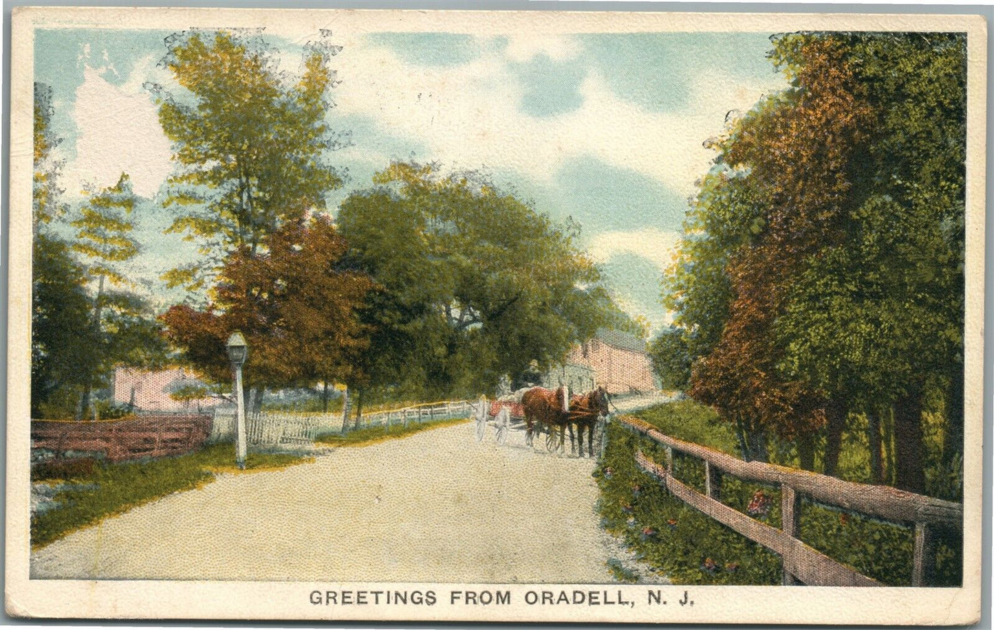 ORADELL NJ GREETINGS ANTIQUE POSTCARD