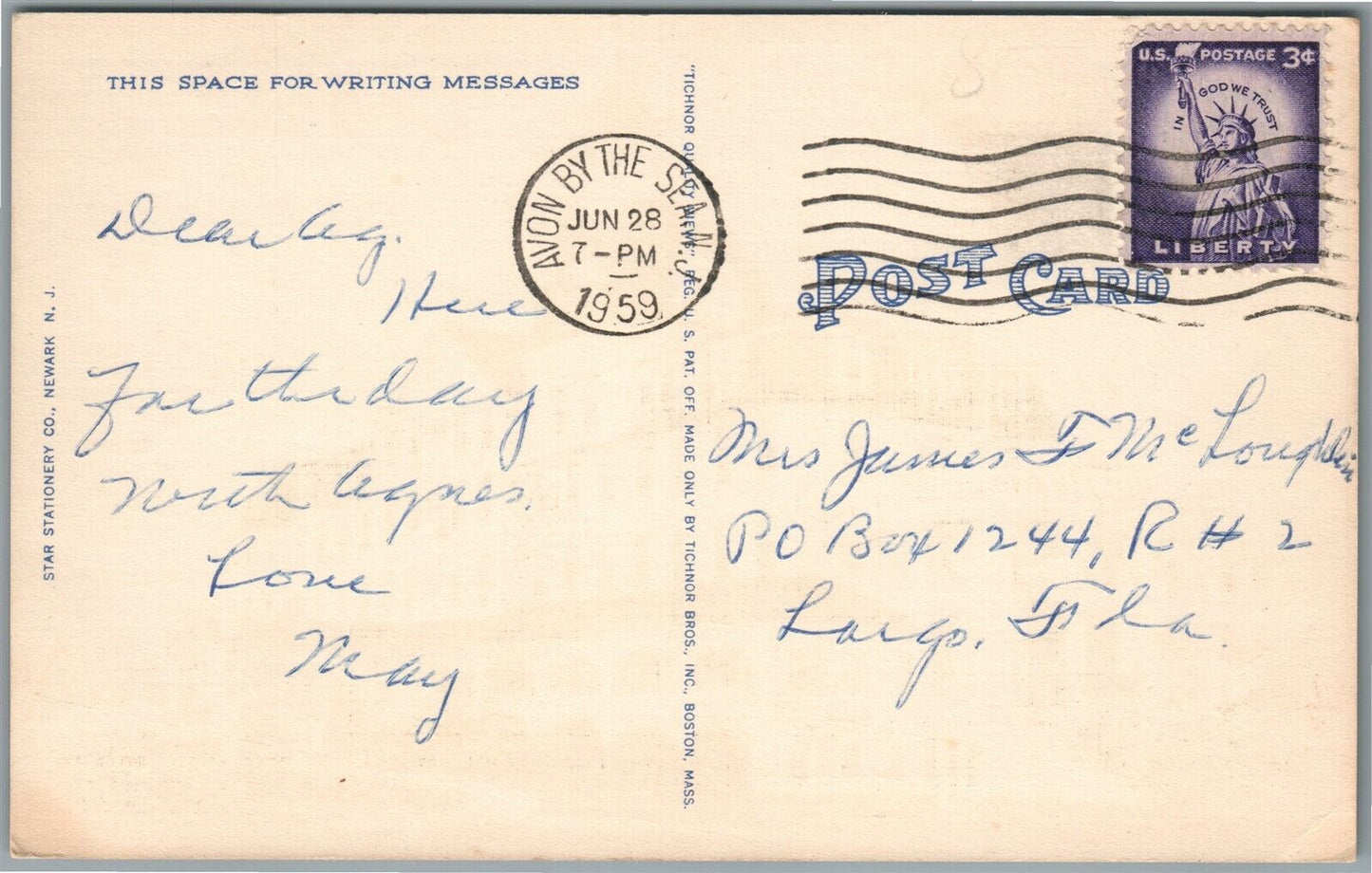 AVON-BY-THE-SEA NJ INN VINTAGE POSTCARD