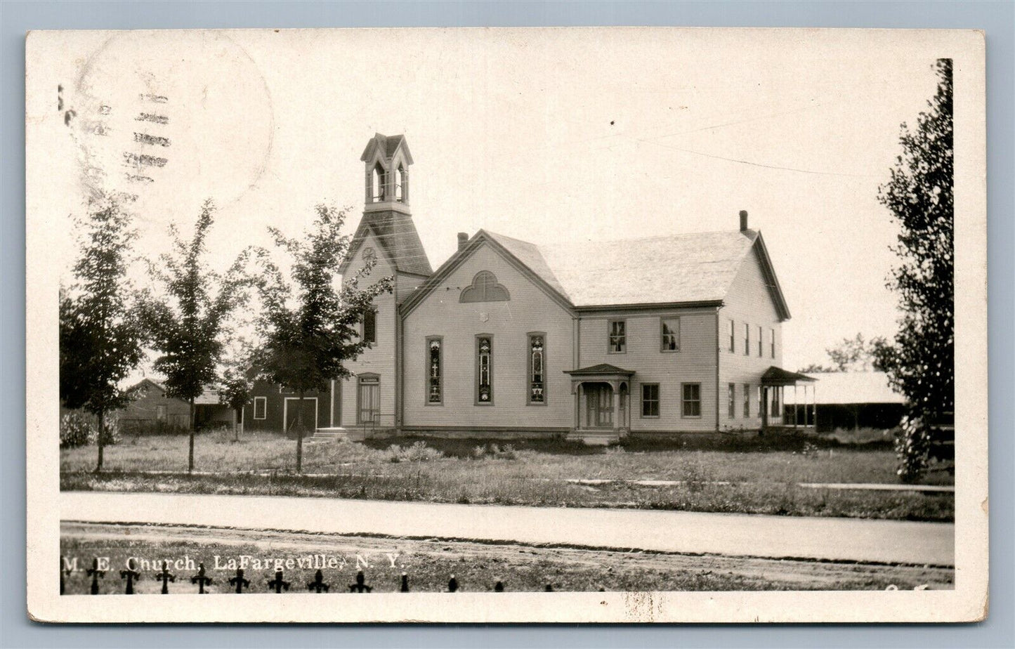 LaFARGEVILLE NY ME CHURCH ANTIQUE REAL PHOTO POSTCARD RPPC