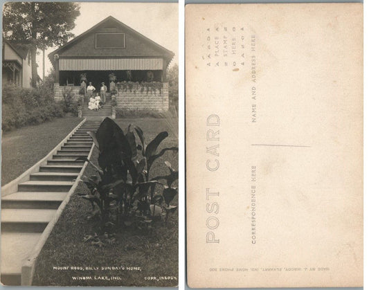 MOUNT HOOD BILLY SUNDAY'S HOME WINONA LAKE IND ANTIQUE RPPC REAL PHOTO POSTCARD
