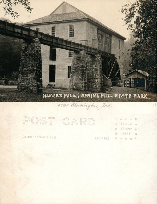 BLOOMINGTON IN SPRING MILL PARK HAMER'S MILL REAL PHOTO RPPC VINTAGE POSTCARD